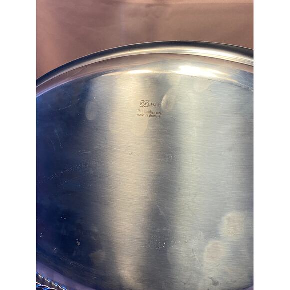 Kalmar Stainless Steel Oval  Serving Platter. Made in Denmark 14 in. X 9 ¾ in. - Picture 6 of 11